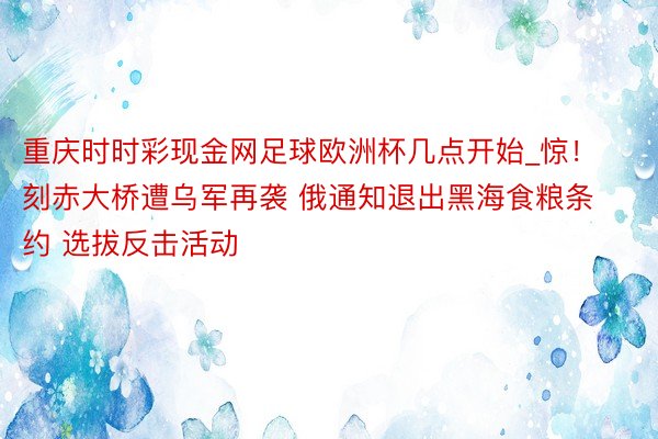 重庆时时彩现金网足球欧洲杯几点开始_惊！刻赤大桥遭乌军再袭 俄通知退出黑海食粮条约 选拔反击活动