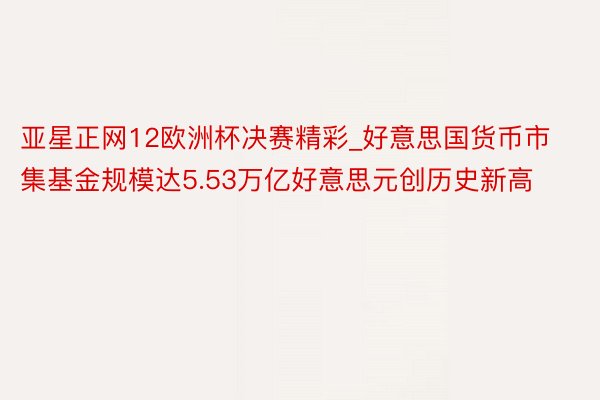 亚星正网12欧洲杯决赛精彩_好意思国货币市集基金规模达5.53万亿好意思元创历史新高