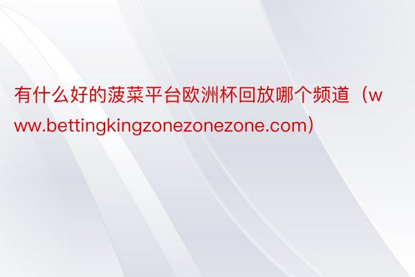 有什么好的菠菜平台欧洲杯回放哪个频道（www.bettingkingzonezonezone.com）