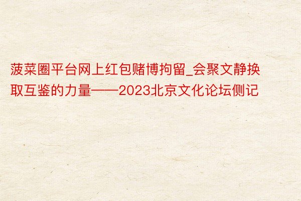 菠菜圈平台网上红包赌博拘留_会聚文静换取互鉴的力量——2023北京文化论坛侧记